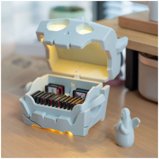 Voice-Activated Bokoblin Treasure Chest - Switch Game Card Storage Box with Sound Effects & Glow