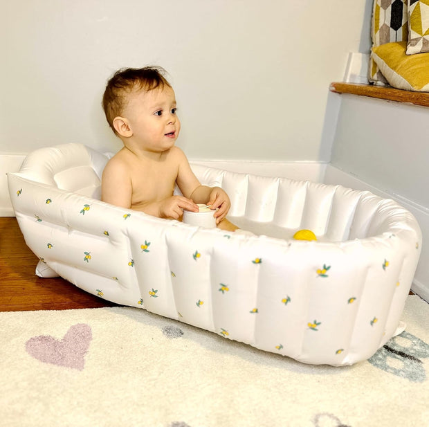 Mink Inflatable Baby Bathtub with Built-in Air Pump, Newborn to Toddler Bath Tub,Portable Travel Shower Basin with Back Support, Deflates and Folds Easily