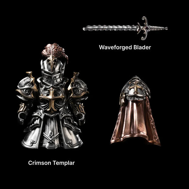 The Crimson Templar - Handcrafted Metal Knight Figure with Magnetic Customizable Parts