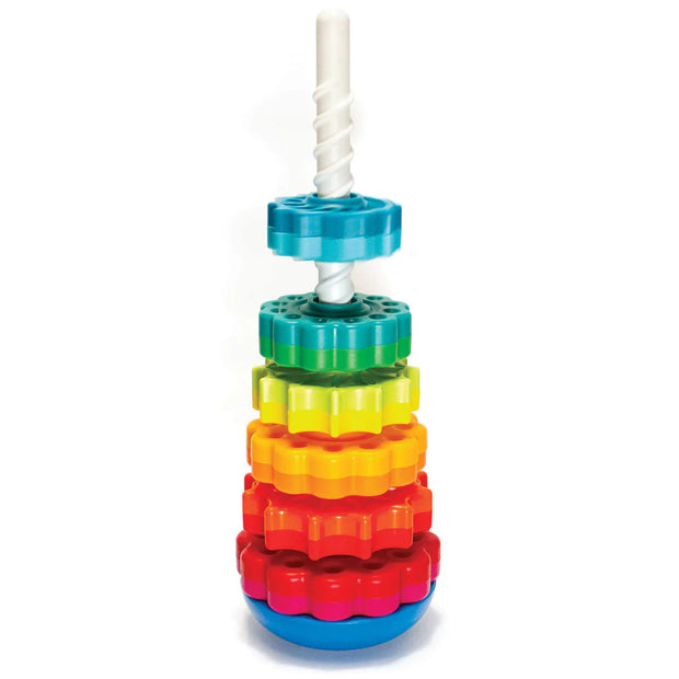 Spinning Stacking Toy - Colorful Discs with Wobble Base for Toddlers