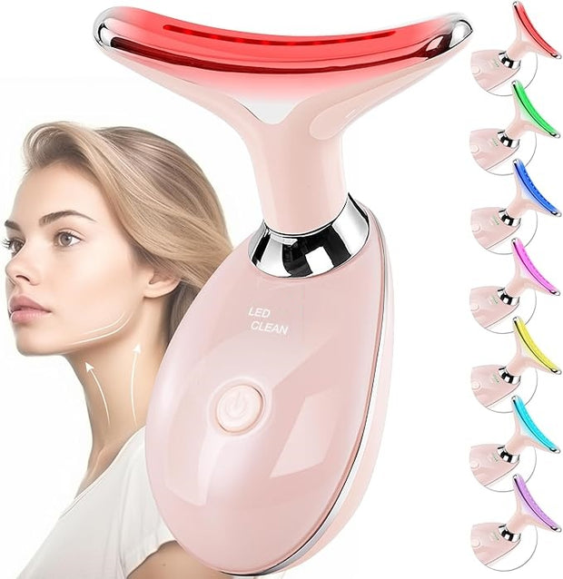 Rose Gold Facial Massager - 3-in-1 Red Light Therapy & Sculpting Wand