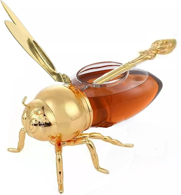 Decorative Bee-Shaped Honey Pot with Dipper