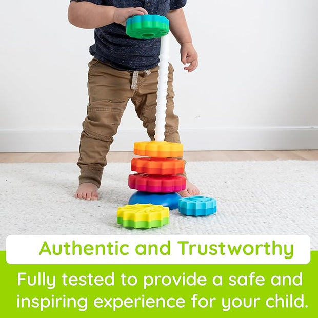 Spinning Stacking Toy - Colorful Discs with Wobble Base for Toddlers