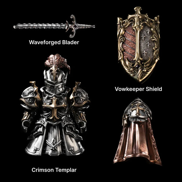 The Crimson Templar - Handcrafted Metal Knight Figure with Magnetic Customizable Parts