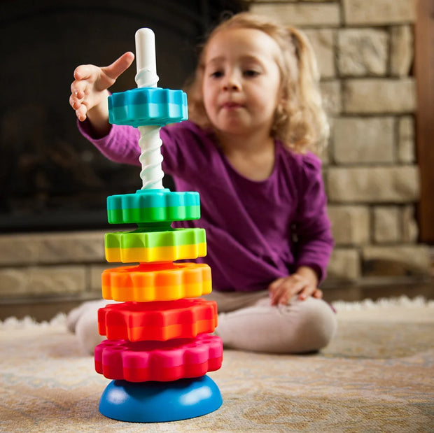Spinning Stacking Toy - Colorful Discs with Wobble Base for Toddlers