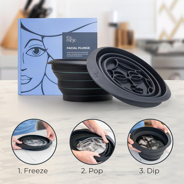 Collapsible Ice Facial Bowl - Built-in Ice Tray for Home Cryotherapy, Skin Tightening & Acne Relief