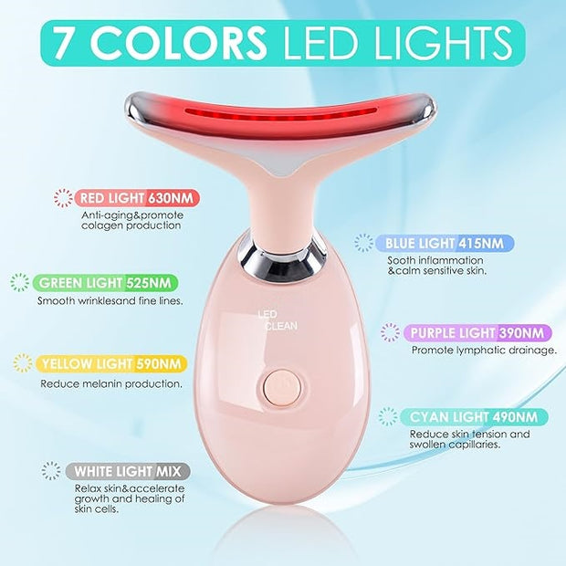 Rose Gold Facial Massager - 3-in-1 Red Light Therapy & Sculpting Wand