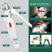 2-in-1 Pet Nail Trimmer & Grinder with LED Light