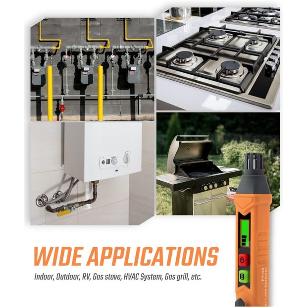 Home Gas Leak Detector - Portable Combustible Gas Sniffer with Audio/Visual Alarm for Methane