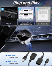2025 Ultra-Compact Wireless CarPlay & Android Auto Adapter 2-in-1 Plug & Play for Cable-Free Driving