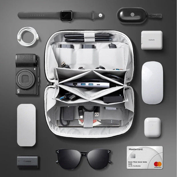 Travel Tech Organizer - Water-Resistant Gadget Case with Dividers