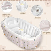 Mink Inflatable Baby Bathtub with Built-in Air Pump, Newborn to Toddler Bath Tub,Portable Travel Shower Basin with Back Support, Deflates and Folds Easily