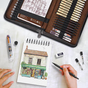 Unleash Your Creativity: 58-Piece Premium Sketching Kit in Leather Case