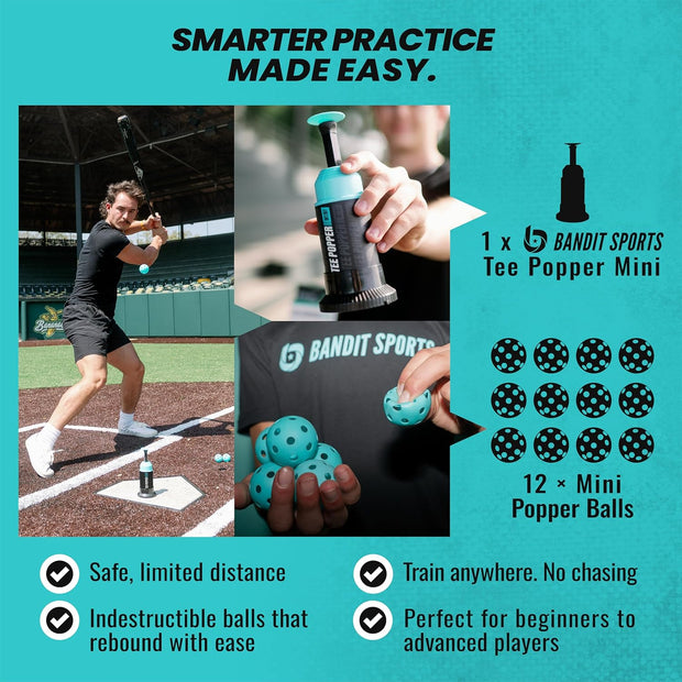 Revolutionize Your Baseball Swing: Solo Hitting Trainer with Popping Ball Action – Perfect for All Ages!(1 Popper Ball Included)