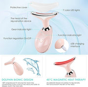 Rose Gold Facial Massager - 3-in-1 Red Light Therapy & Sculpting Wand