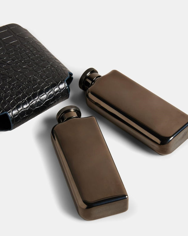Elegant Botanical-Engraved Stainless Steel Hip Flask (350ml) - Luxury Gift Set