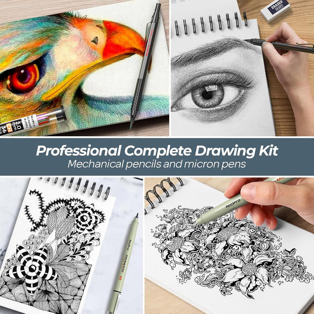 Unleash Your Creativity: 58-Piece Premium Sketching Kit in Leather Case