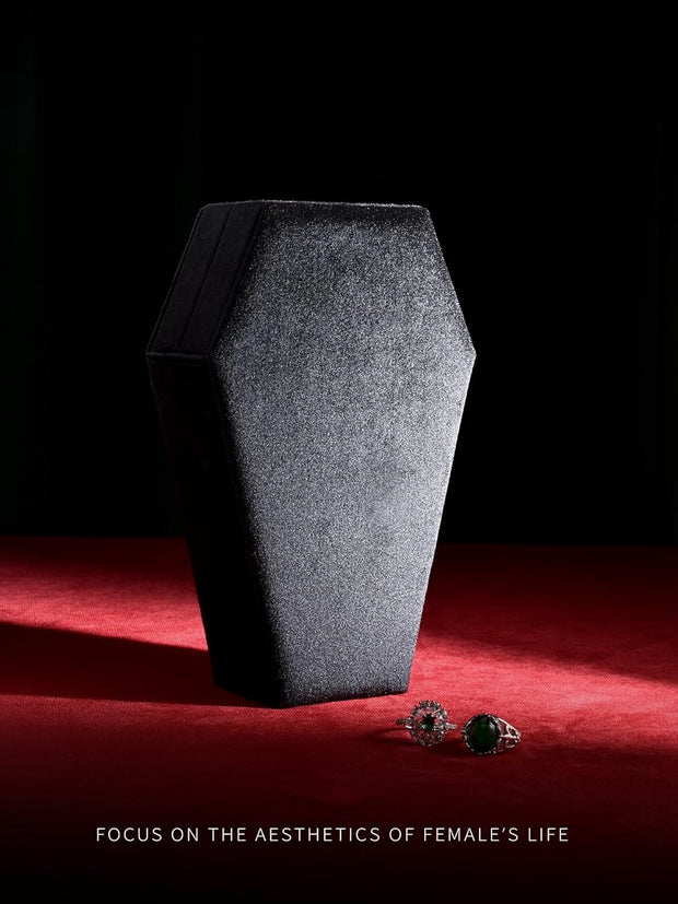 Gothic Coffin Jewelry Box - Velvet-Lined Mini Storage Case for Rings, Earrings & Necklaces