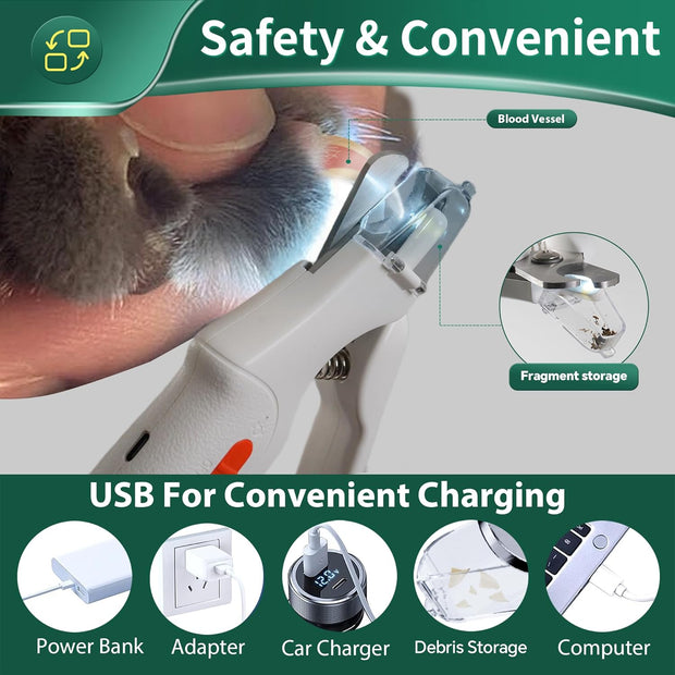 2-in-1 Pet Nail Trimmer & Grinder with LED Light