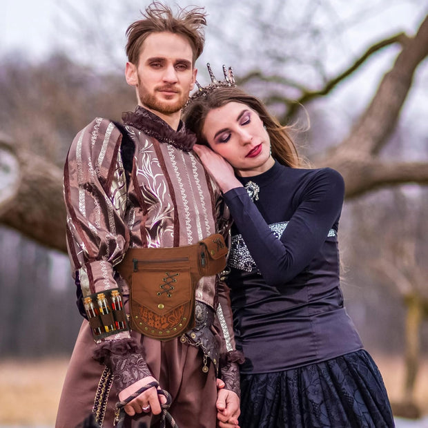 Medieval Renaissance Accessory Set – Lace Pouch, Potion Bottles & Arm Cuff for Cosplay and Halloween