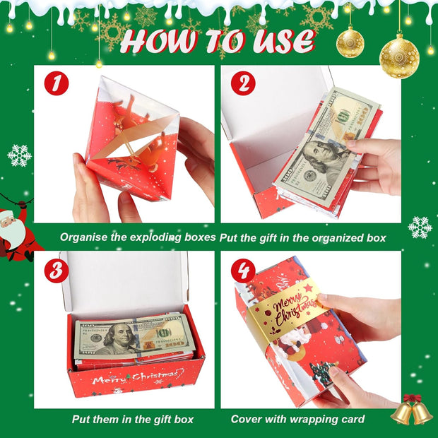 12pcs Surprise Gift Box Explosion, Merry Christmas Folding Bouncing Envelope
