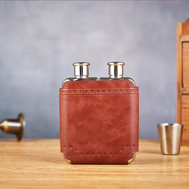 Elegant Botanical-Engraved Stainless Steel Hip Flask (350ml) - Luxury Gift Set