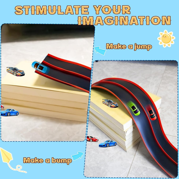 Flexible 15ft Race Track for Toy Cars – Bendable, Suction Cup Mount