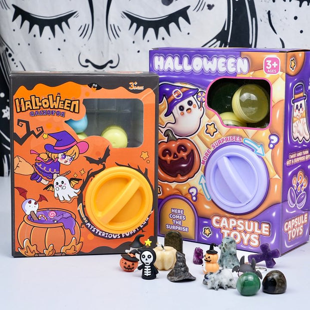 Halloween Crystal Gachapon Machine—Ghost Dogs, Bats, and Spooky Little Figurines