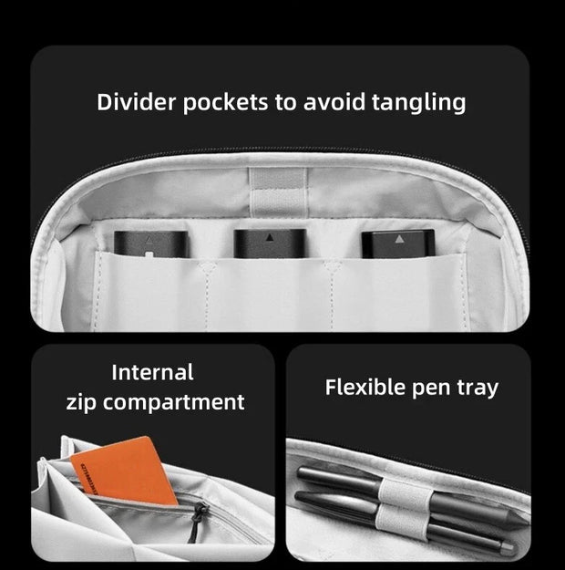 Travel Tech Organizer - Water-Resistant Gadget Case with Dividers