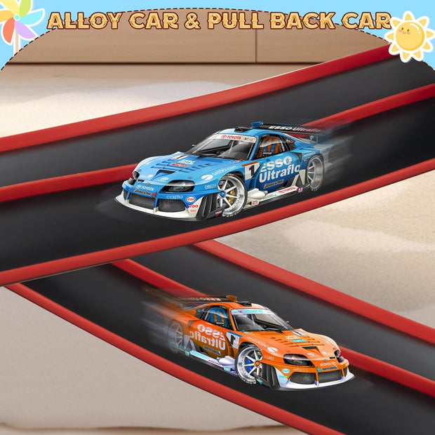 Flexible 15ft Race Track for Toy Cars – Bendable, Suction Cup Mount