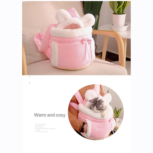 Winter Plush Pet Carrier Backpack – Warm Travel Chest Bag for Small Dogs & Cats