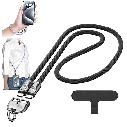 240W Bracelet Charging Cable – 2-in-1 Fast Charger & Type-C Lanyard Strap