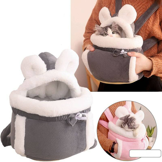 Winter Plush Pet Carrier Backpack – Warm Travel Chest Bag for Small Dogs & Cats
