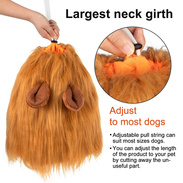 Lion Mane Dog Costume – Realistic Wig for Medium & Large Dogs