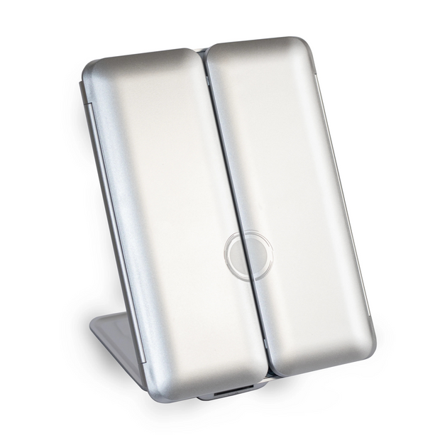 Compact Travel Mirror with LED Lights – Rechargeable & Stylish