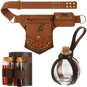 Medieval Renaissance Accessory Set – Lace Pouch, Potion Bottles & Arm Cuff for Cosplay and Halloween